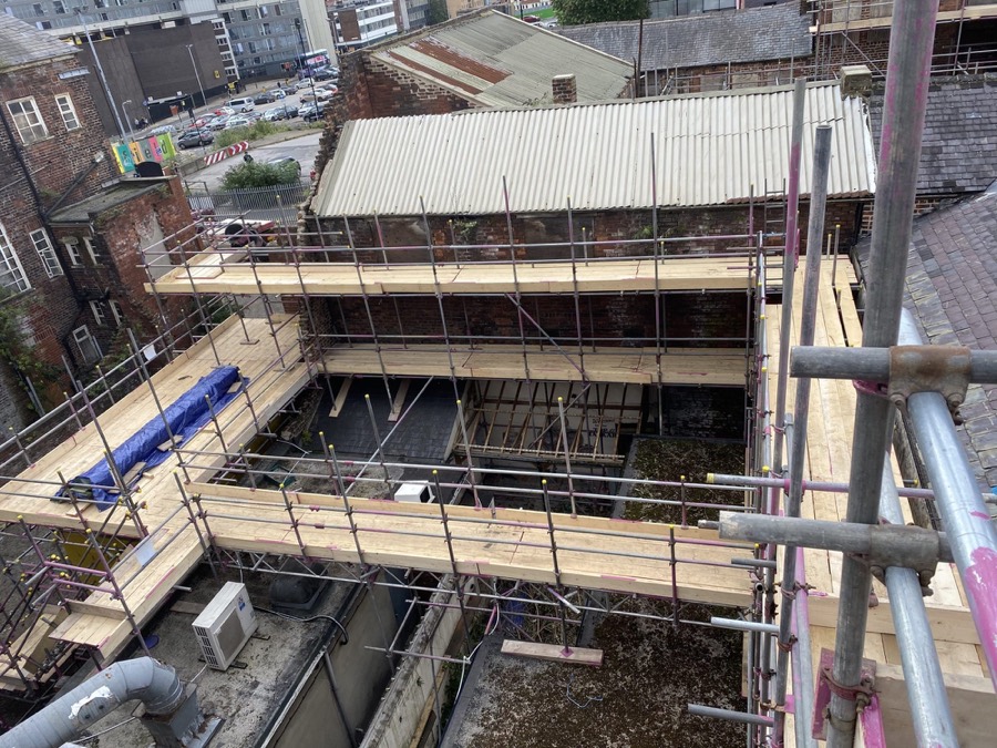 Scaffolding around a domestic property