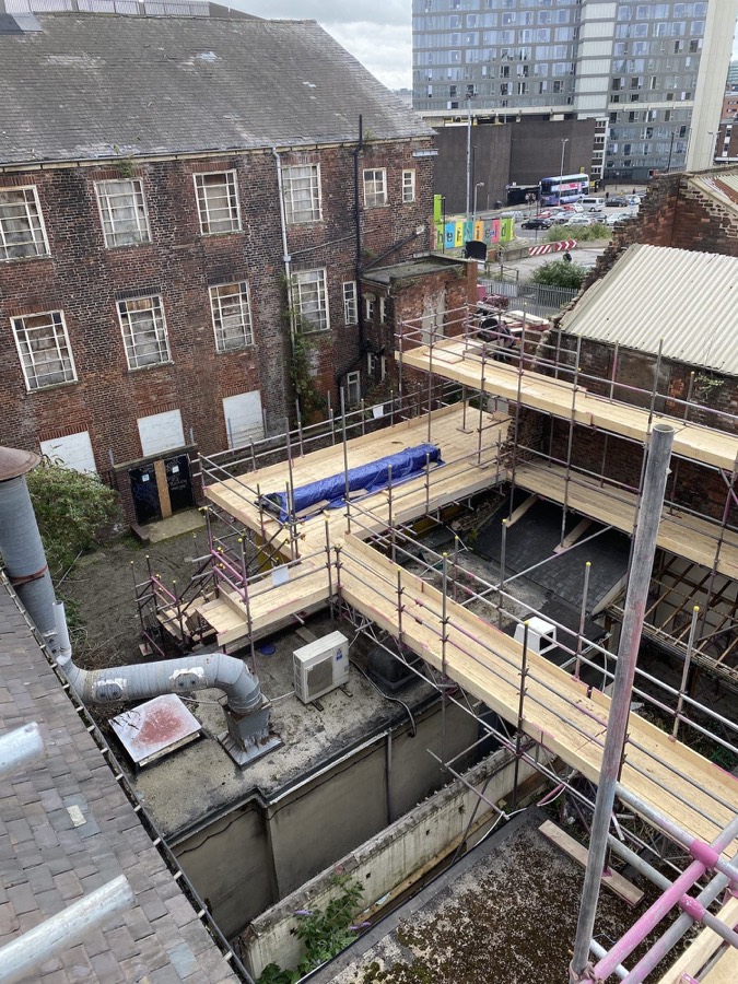 Scaffolding erected for building works