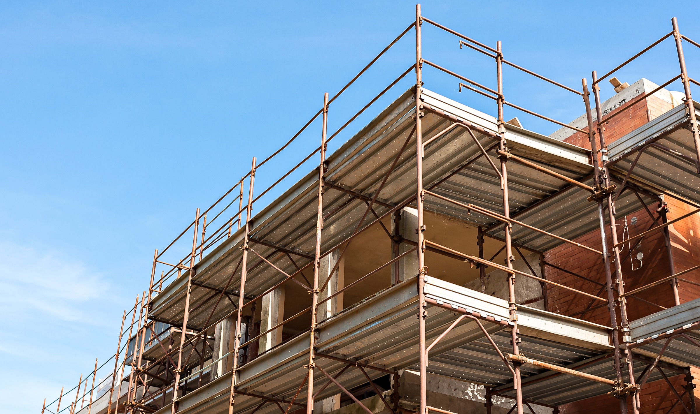 Scaffolding on a building under renovation