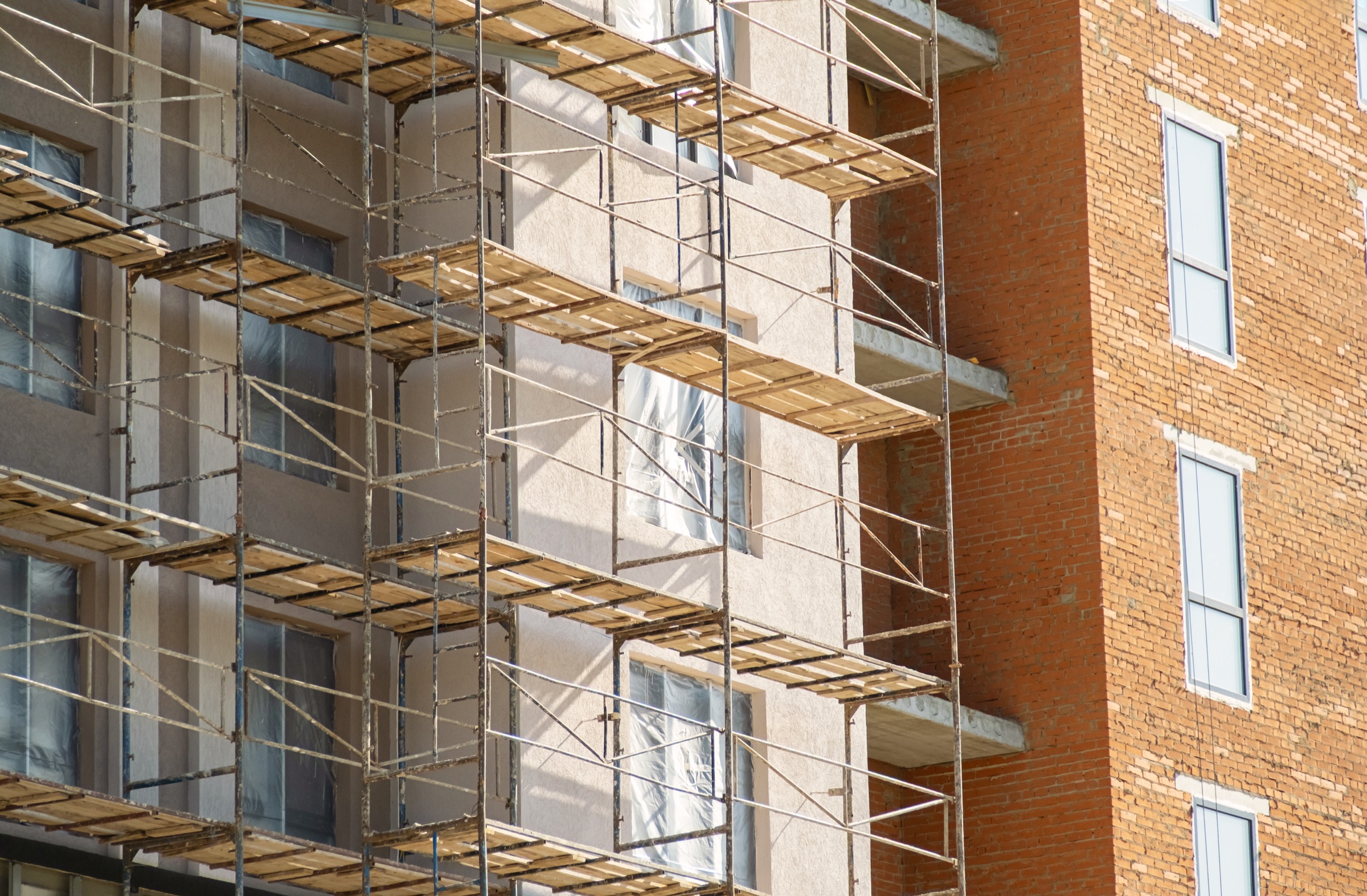 Commercial scaffolding on a building project